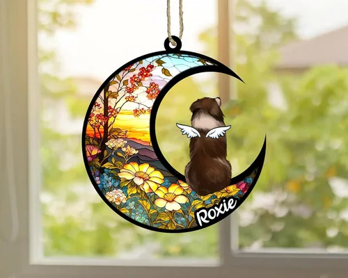 Vista 850 de LOVELYPOD Adorno de Navidad personalizado para perro Basset Hound (marrón) Basset Hound (marrón) adorno para atrapasoles de perro, razas de perros