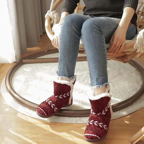 Vista 3 de Botas cómodas y esponjosas de piel sintética para mujer, botas de tobillo de espuma viscoelástica suave, zapatos de meter para casa, suela