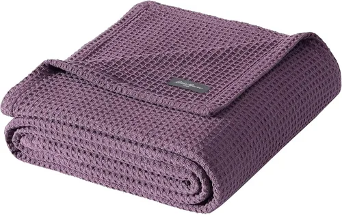 Vista 11 de Eddie Bauer - Manta tamaño King, ropa de cama 100% algodón suave con textura de tejido gofre, 400 GSM, manta para sofá o cama (marrón)