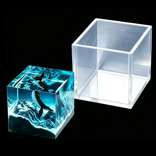 Vista 8 de Moldes de silicona transparente, molde de resina epoxi cuadrado grande y profundo, moldes de fundición de silicona con soporte de madera
