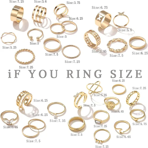 Vista 6 de Juego de 30 anillos de nudillos dorados vintage bohemios de serpientes mariposa apilables para mujeres y niñas anillos midi plateados