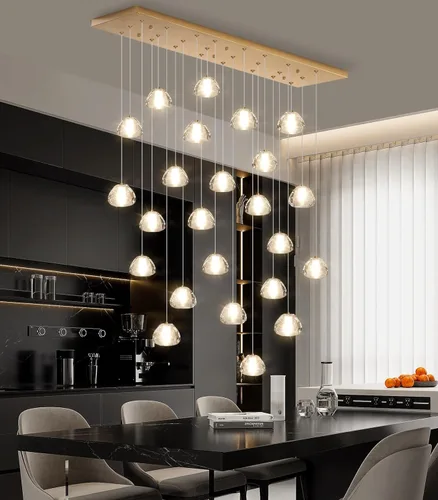 Vista 26 de Lámpara colgante moderna de cristal para isla de cocina, comedor, dormitorio, pasillo, color negro