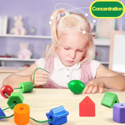 Vista 8 de KUTOI Juguetes para niños pequeños – Juego de cuentas grandes con cordones para habilidades motoras finas y coordinación ojo-mano – 36 cuentas y 6