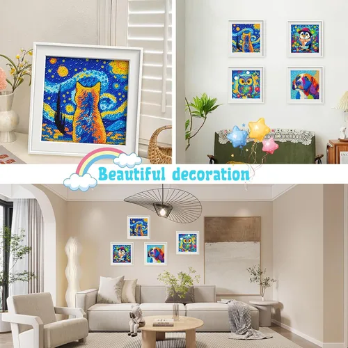 Vista 4 de Libfx Kits de arte de diamantes para niños, 4 piezas de arte de diamantes para niñas, niños, principiantes, artes y manualidades para niños de 8 a