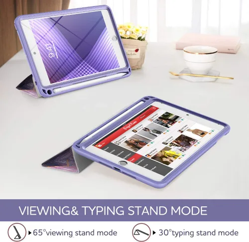 Vista 4 de SURITCH Funda para iPad mini 4/iPad mini 5, [Protector de pantalla integrado] [Soporte para lápiz] Funda protectora de cuerpo completo con función