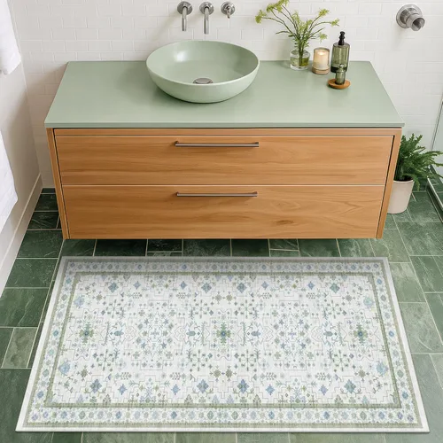 Vista 26 de Hazo Haus – Alfombra pequeña para entrada, cocina o baño, antideslizante con base de goma, resistente a las manchas y a la decoloración, diseño