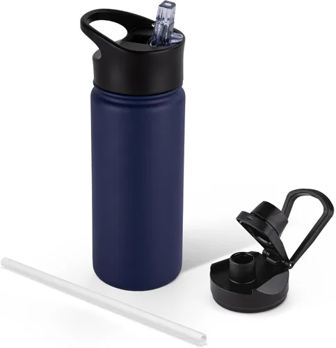 Vista 15 de Botella de agua aislada de 64 onzas con tapas de pajita y boquilla, jarra de agua de acero inoxidable de medio galón con mango de paracord, vacío