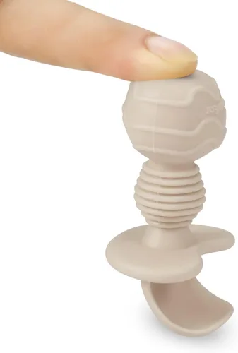 Vista 8 de PandaEar Cucharas de silicona para bebés y utensilios para niños pequeños (bronceado claro/nogal/azul)