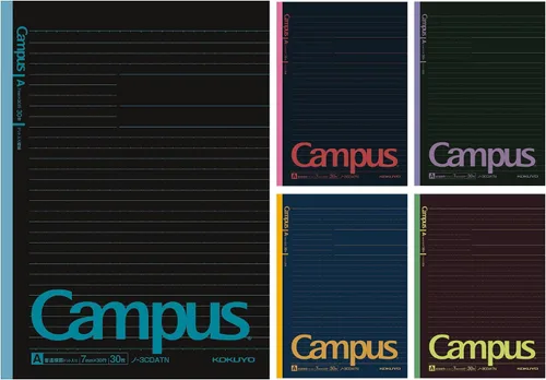 Vista 24 de KOKUYO Cuadernos de composición, paquete de 5 cuadernos Campus Semi-B5 con regla de puntos B de 6 mm, 30 hojas, cuaderno rayado para la escuela