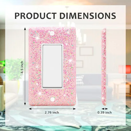 Vista 2 de Dengduoduo Placas de pared, cubierta decorativa para interruptor de luz, cubierta de pared brillante con purpurina brillante, placa de pared de una