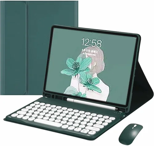 Vista 10 de Funda para teclado Galaxy Tab S6 Lite de 10.4 pulgadas 2024/2022/2020 con mouse Bluetooth, teclado magnético desmontable a color, teclado Bluetooth