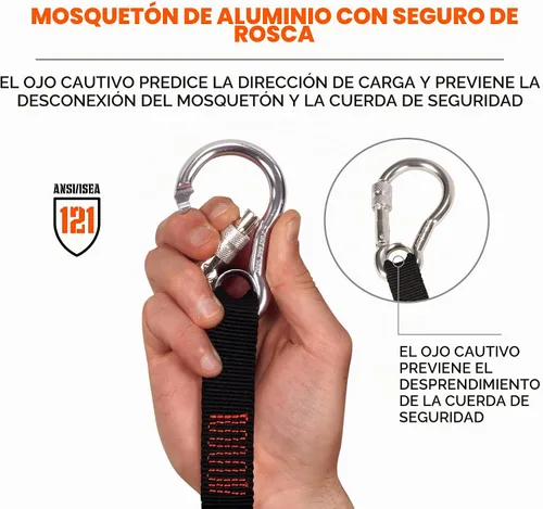 Vista 5 de Ergodyne Squids 3105 - Cordón para herramientas con mosquetón de bloqueo de tornillo de aluminio, capacidad de peso de la herramienta de 15 libras