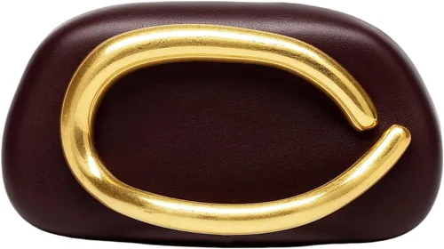 Vista 8 de Bolsos de mano de acrílico de noche para mujer, bolsos de noche, bolso cruzado de piel sintética con acento ovalado dorado