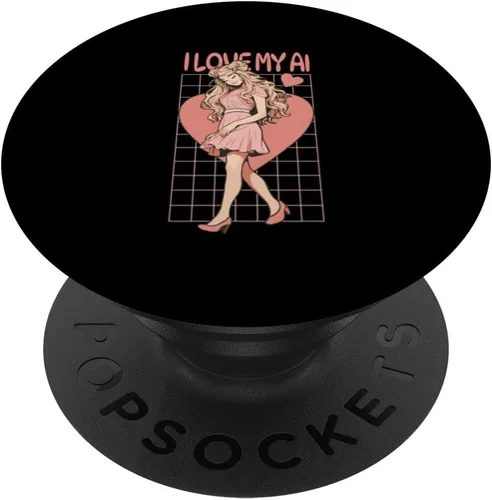 Vista 6 de I Love My AI I Love My Waifu I Heart My Waifu Anime Girl PopSockets MagSafe PopGrip para iPhone