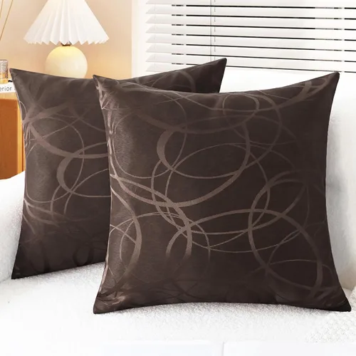 Vista 17 de CaliTime Fundas de Almohadas Decorativas Paquete de 2 Modernas Brillantes y Opacas Contraste Círculos Anillos de Acento Geométrico Fundas de Cojines