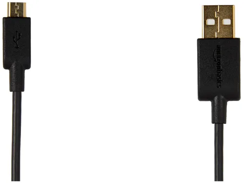 Vista 3 de Amazon Basics, Cable de carga USB-A a micro USB, velocidad de transferencia de 480 Mbps con conectores chapados en oro, USB 2.0, 3 pies, color negro