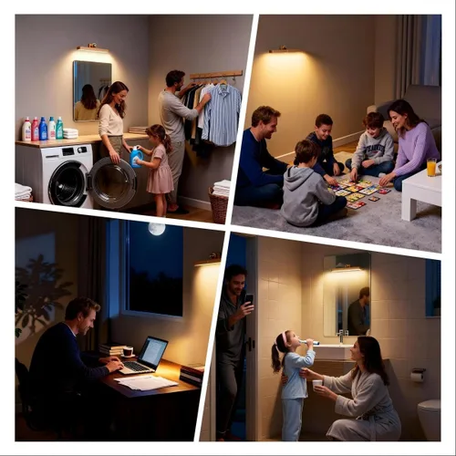 Vista 5 de Barra de luz de espejo de madera con soporte magnético para baño (paquete de 1) Rechargeable USB C,3-level dimming vanity light,touch control for