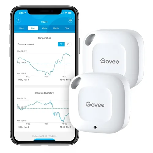 Vista 8 de Govee Termómetro higrómetro Bluetooth, termómetro inalámbrico, mini sensor de humedad con alerta de notificación, almacenamiento y exportación