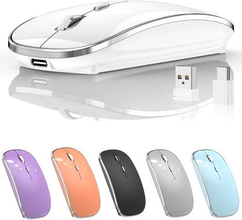 Vista 16 de Halpilt Ratón Inalámbrico Recargable Portátil Silencioso USB-A y Tipo C Modo Dual Ratón Inalámbrico 3 DPI Ajustables para Laptop, Mac, Android, PC