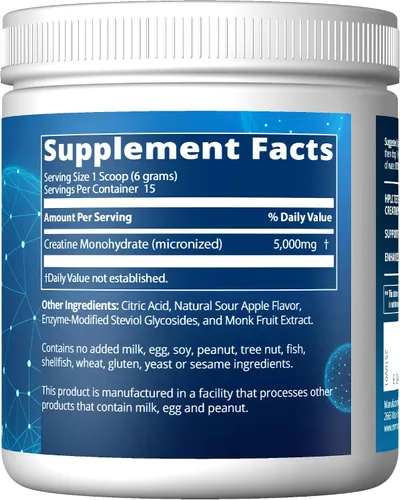 Vista 9 de MRM Nutrition Creatina monohidrato en polvo, sin sabor - 11.5 oz