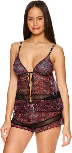 Vista 4 de bebe Ropa de dormir de malla para mujer y lencería corta, conjunto de lencería para mujer de 2 piezas