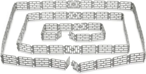 Vista 9 de Toymany 64 piezas de mini vallas de juguete para animales de granja, pequeños caballos de corral, cercado de plástico para granja, granero, paddock