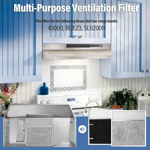 Vista 2 de BP57 - Filtro de campana extractora con lente de luz para filtro de grasa de escape de cocina Broan-NuTone, filtro de aire de ventilación de campana