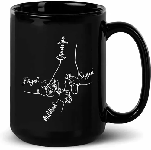 Vista 11 de Taza de café personalizada con la bandera estadounidense para el abuelo y el día del padre, nombres personalizados para papá y niños, taza