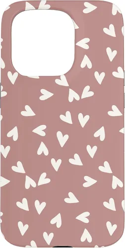 Vista 14 de Simple Chic Boho Heart Pattern - Carcasa para iPhone 16, color rosa polvoriento
