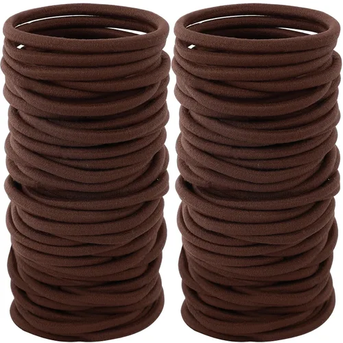 Vista 9 de 100 piezas de coletero elástico de 4 mm, sin daños, para mujeres, hombres y niñas (4 mm, color beige y rubio)