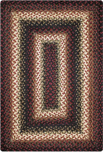 Vista 211 de Homespice Apple Pie - Alfombra ovalada roja de 2 x 3 pies, alfombra de cocina trenzada para decoración primitiva y rústica, reversible, yute sin