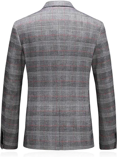 Vista 3 de Trajes de hombre de 3 piezas a cuadros de un solo botón, chaquetas formales, para fiesta, graduación, casual, esmoquin para hombres