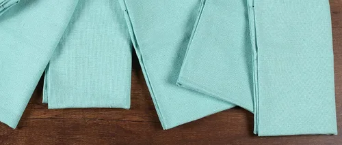 Vista 3 de Servilletas de tela de algodón con dobladillo de 18 x 18 pulgadas, color aguamarina con vainica, servilletas de boda, servilletas de cóctel