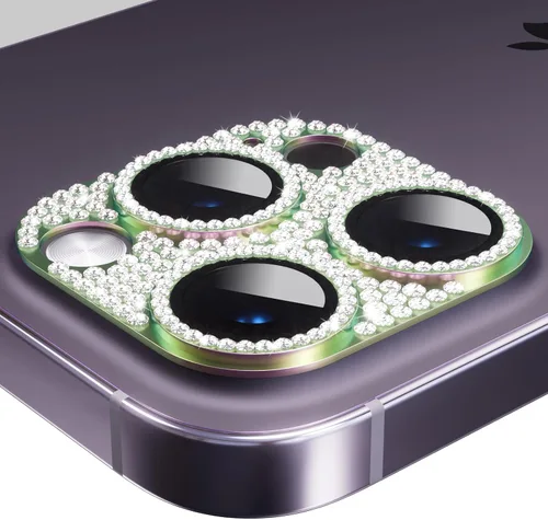 Vista 9 de AKABEILA Compatible con cámara iPhone 11 Pro Max/11 Pro, protector de lente con diamantes de imitación, protección de vidrio templado 9H, Negro