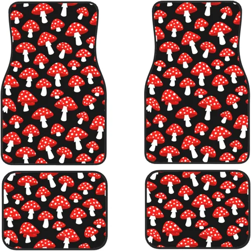 Vista 24 de Delerain Black Bear Night Trees - 4 alfombrillas delanteras y traseras de goma para piso de automóvil, alfombrillas para todo tipo de clima, ajuste