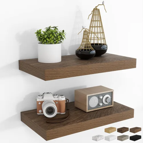 Vista 28 de RICHFOCUS Estantes flotantes de 8 pulgadas para estantes cuadrados de pared para dormitorio, cocina, baño, estante flotante de madera rústica