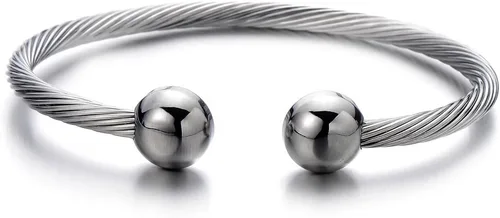 Vista 9 de Pulsera de acero inoxidable trenzada COOLSTEELANDBEYOND elástica ajustable para hombre y mujer