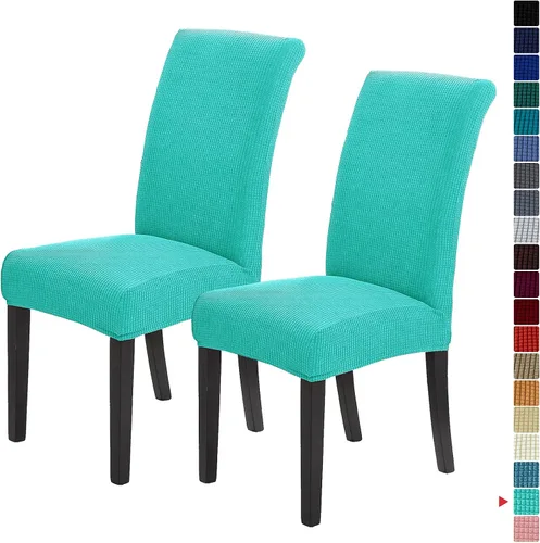 Vista 24 de Juego de 2 fundas para sillas de comedor, fundas elásticas para sillas de comedor, fundas para sillas de cocina de jacquard texturizadas, decoración