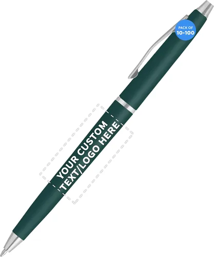 Vista 18 de DISCOUNT PROMOS Langham - Juego de 10 bolígrafos a granel, tinta negra, ideal para oficina, escuela, negocios, ferias comerciales, color verde