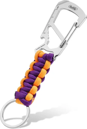 Vista 18 de KeyUnity KC00 Llavero de mosquetón de paracord, cordón de paracaídas 550 Multiherramienta para exteriores, mochilas, hombres y mujeres