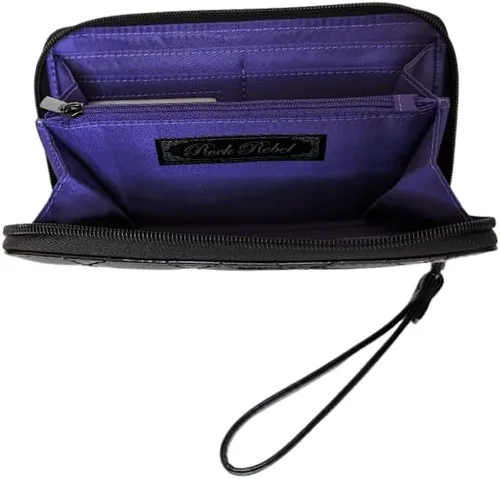 Vista 7 de Rock Rebel Studded Bats - Cartera con cremallera alrededor de color negro, Negro -, Cartera con cremallera