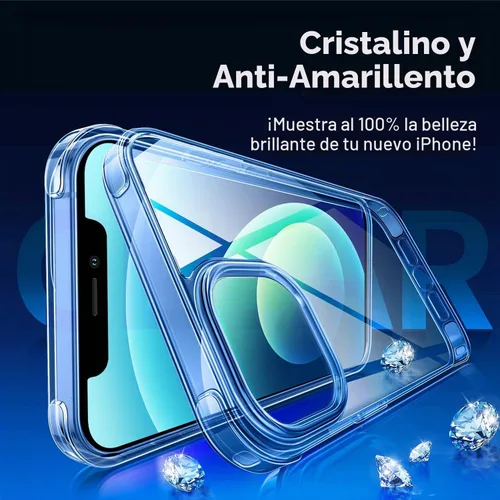 Vista 5 de CANSHN Funda transparente compatible con iPhone 12/iPhone 12 Pro [protección militar contra caídas] [no amarillenta] Funda para teléfono a prueba
