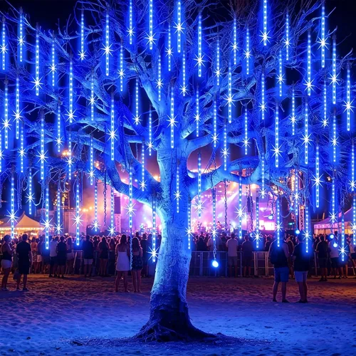 Vista 15 de EAGWELL Luces de Lluvia de Meteoros de Navidad, 20 en 20 Tubos Luces de Lluvia en Cascada con Cambio Automático con 12 Modos, Decoración Navideña