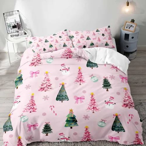 Vista 18 de LUVIVIHOME 2 piezas de funda de edredón de Navidad, juego de ropa de cama individual, ropa de cama rústica de cabaña, colcha de Navidad y Día