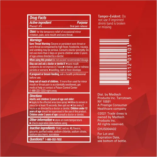 Vista 8 de Chloraseptic - Spray para el dolor de garganta, sabor a cereza, 6 fl oz (177 ml)