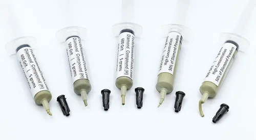 Vista 2 de TechDiamondTools Kit de 5 compuestos de pulido de diamantes, pasta lapidaria hecha en Estados Unidos 400, 500, 600, 800, 1050, pasta lapidaria
