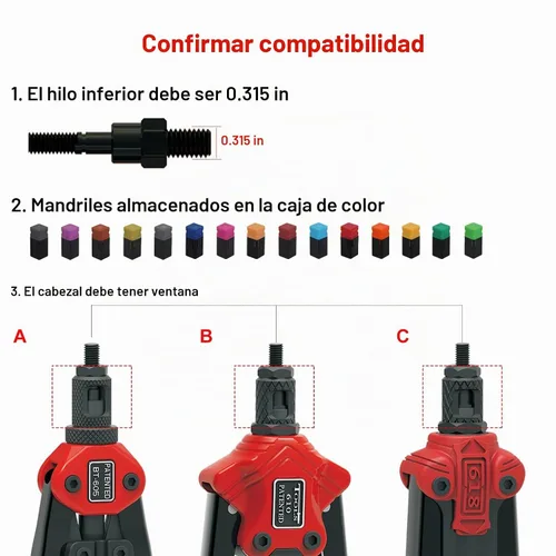 Vista 2 de Mandril de herramienta de tuerca de remache manual (1/4-20)