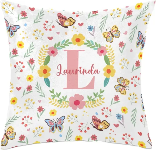 Vista 14 de Funda de almohada con nombre, funda de almohada personalizada con flores, funda de almohada cuadrada, regalos de cumpleaños para mamá, sofá, cama