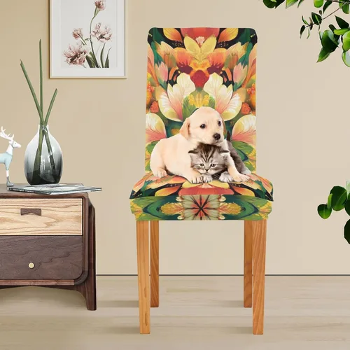 Vista 5 de Juego de 4 fundas decorativas de asiento de silla con diseño de flores de mandala bohemias, para festivales (Pascua, graduación, etc.), funda suave