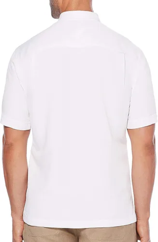 Vista 2 de Cubavera Camisa de campamento cubana de manga corta para hombre con paneles de inserción en contraste